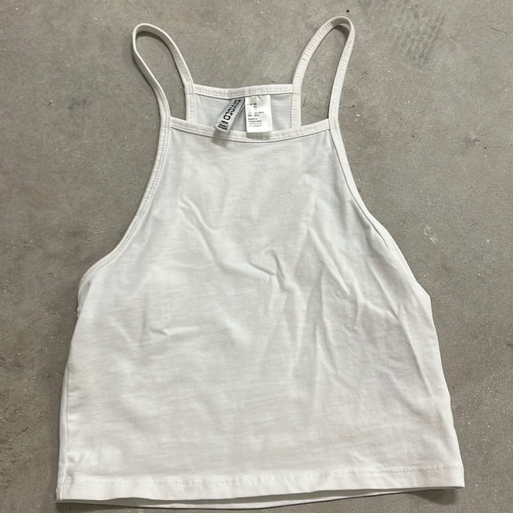 H&M Divided White Cropped Tight Tank Top